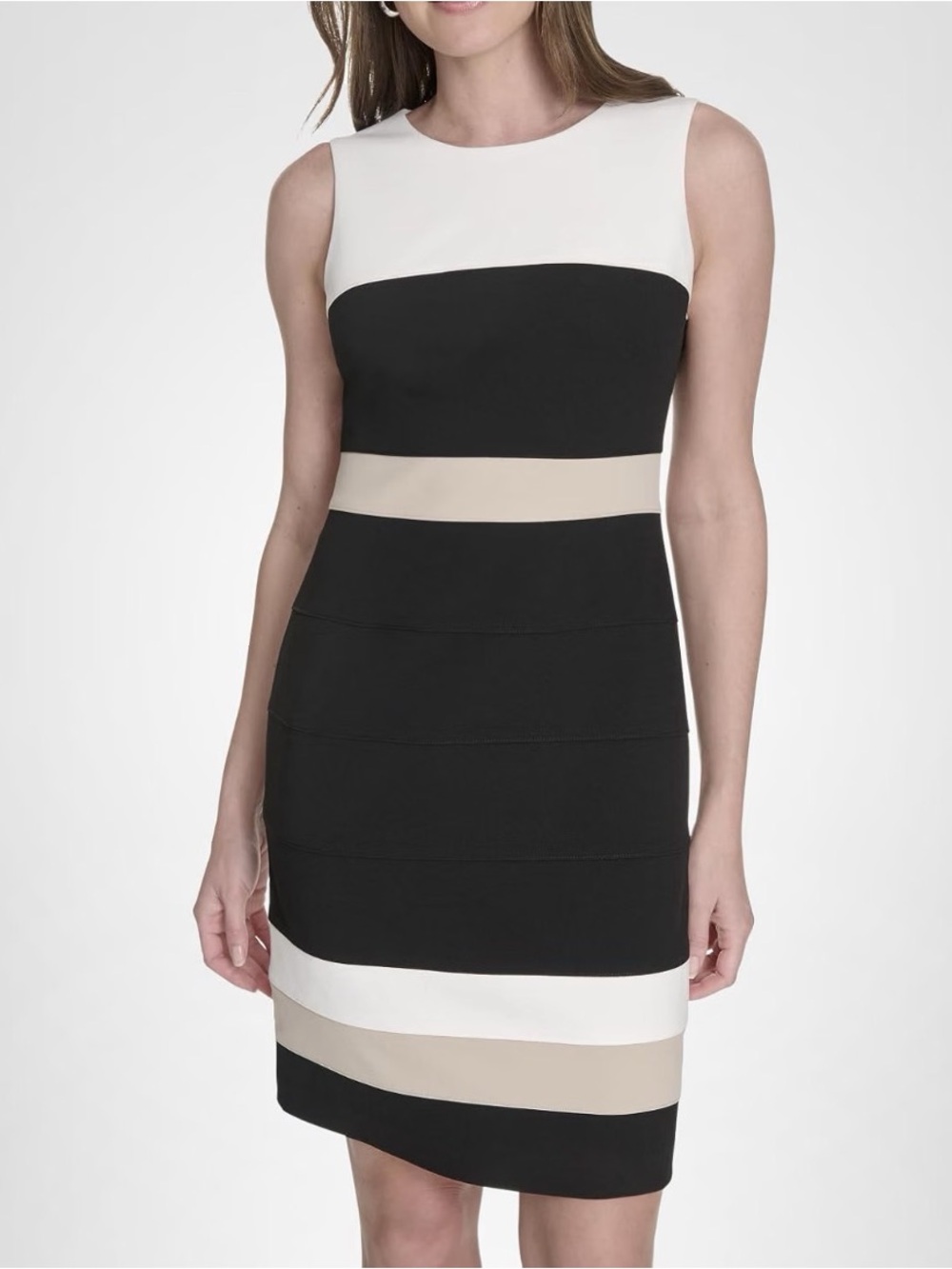 Tommy Hilfiger Black, White & Cream Colorblock Mini Dress